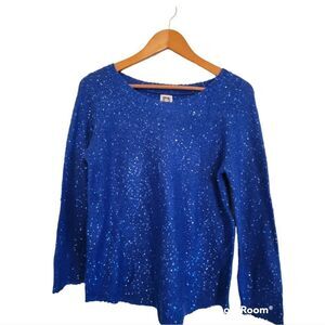 Anne Klein Navy Blue Holiday Shimmer Sweater Sz M